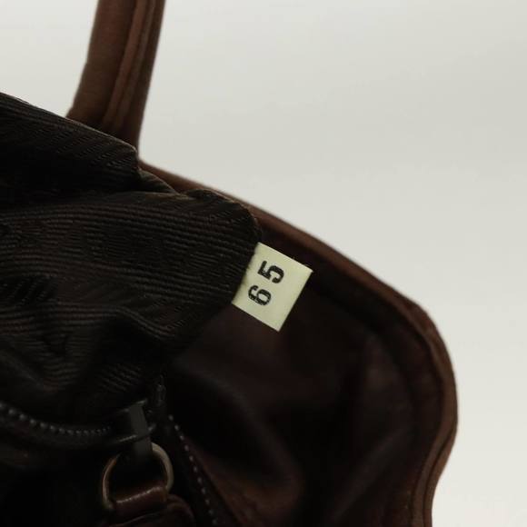 PRADA Hand Bag Leather Brown Silver Auth 95631 - Picture 12 of 16